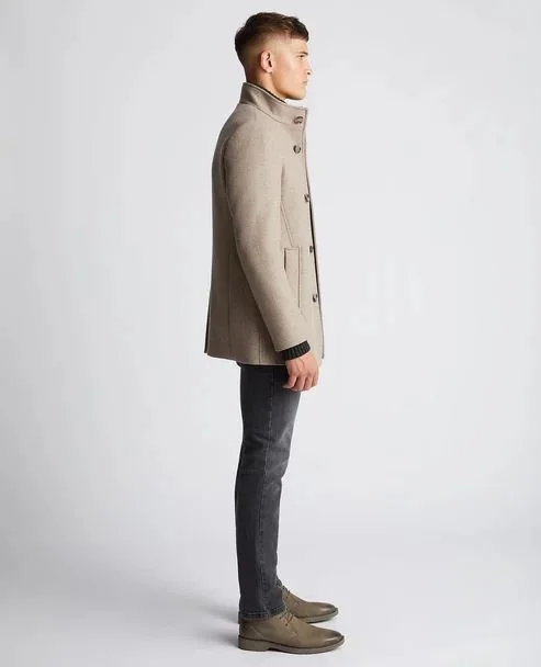 Remus Uomo Jonah Wool Overcoat - Beige - 38