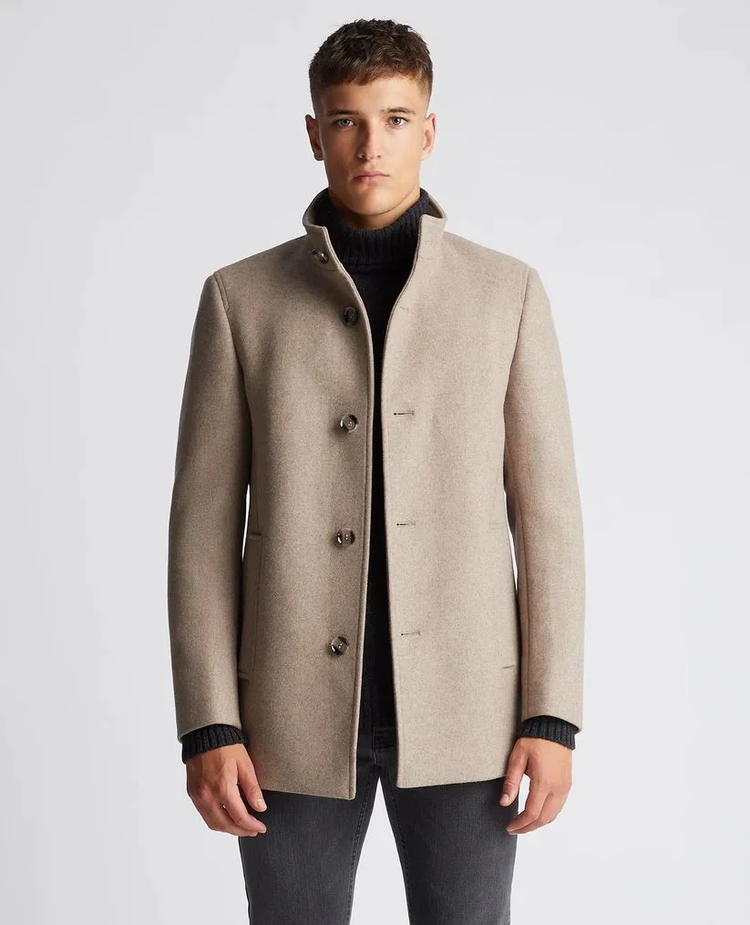 Remus Uomo Jonah Wool Overcoat - Beige - 38