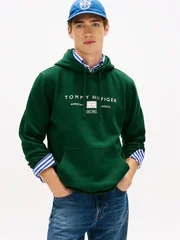 Tommy Hilfiger Brand Love Mono Logo Hoodie - Green - L