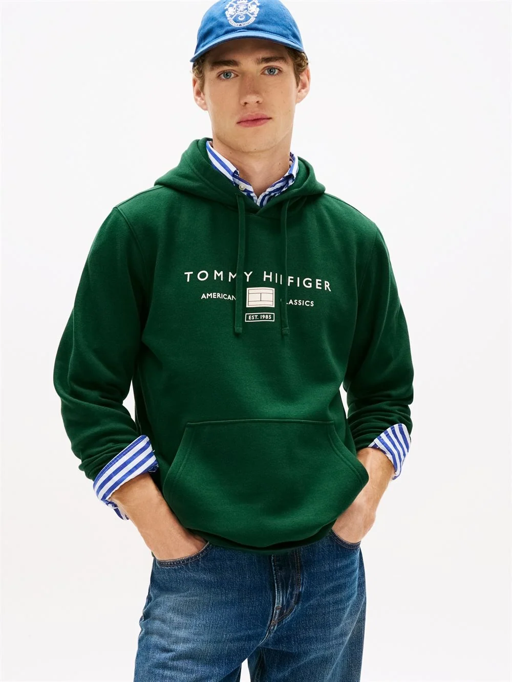 Tommy Hilfiger Brand Love Mono Logo Hoodie - Green - L