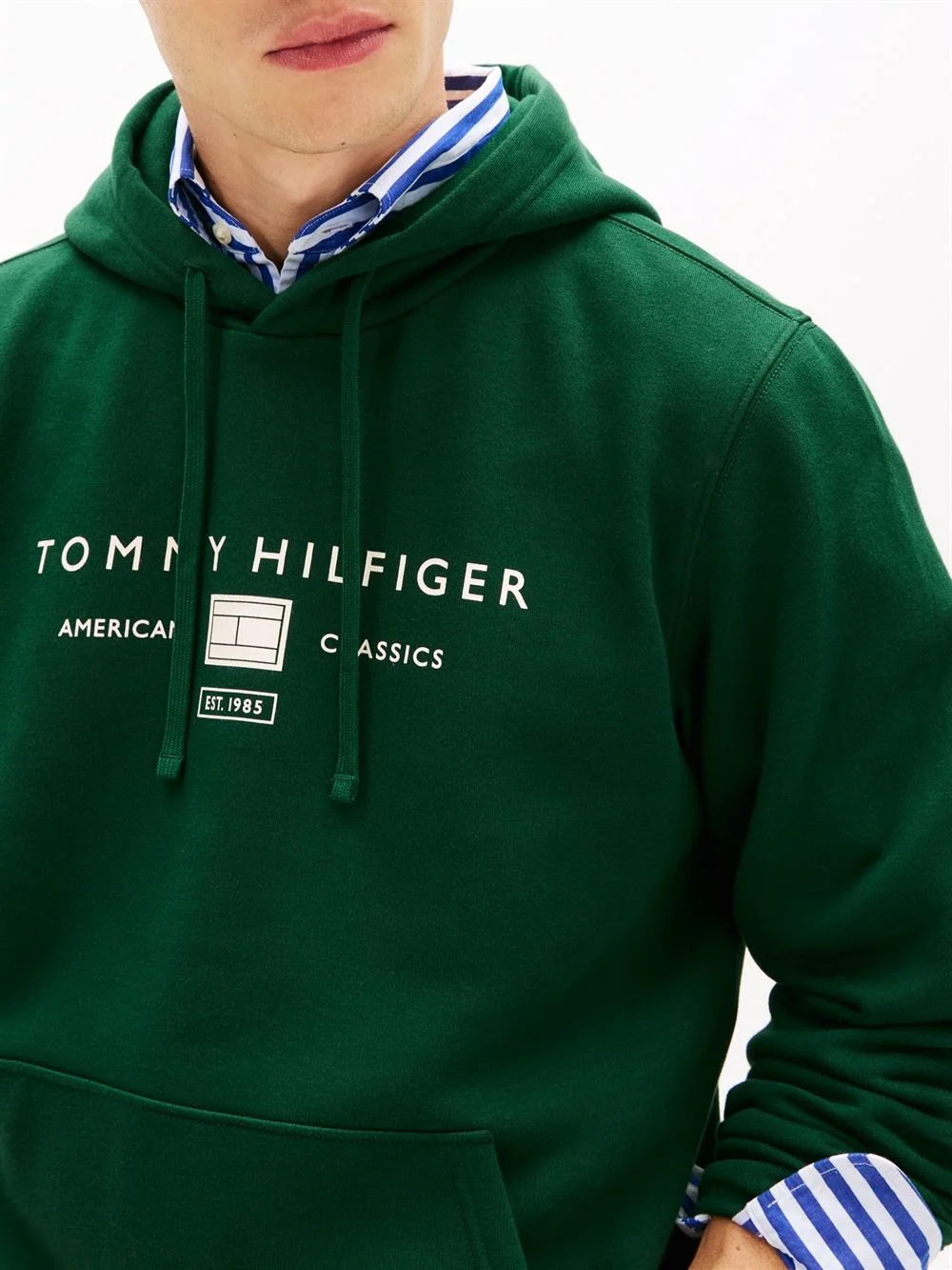 Tommy Hilfiger Brand Love Mono Logo Hoodie - Green - L