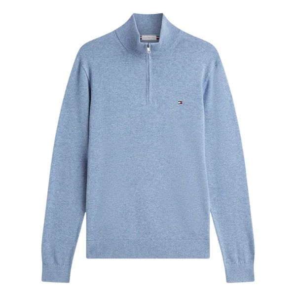 Tommy Hilfiger Flag Embroidery Quarter-Zip Jumper - Blue - 2XL