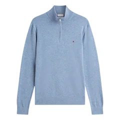 Tommy Hilfiger Flag Embroidery Quarter-Zip Jumper - Blue - 2XL