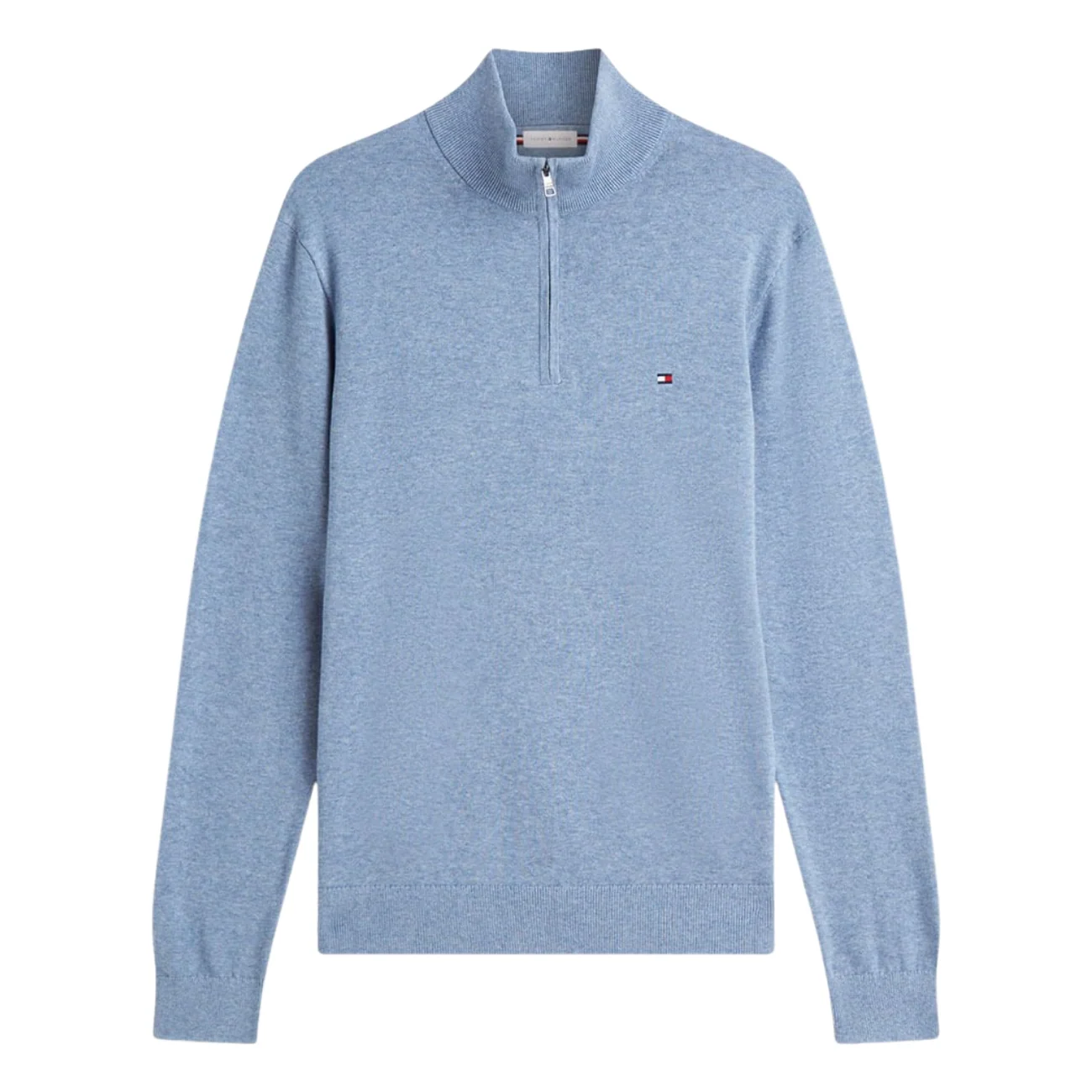 Tommy Hilfiger Flag Embroidery Quarter-Zip Jumper - Blue - 2XL