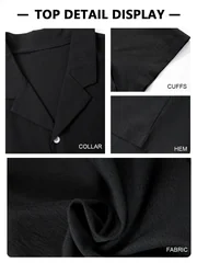 Men's Outfit Set Cuban Collar Short Sleeve Button Shirt Wide Leg Pants Street Style Summer Resort Casual Wear