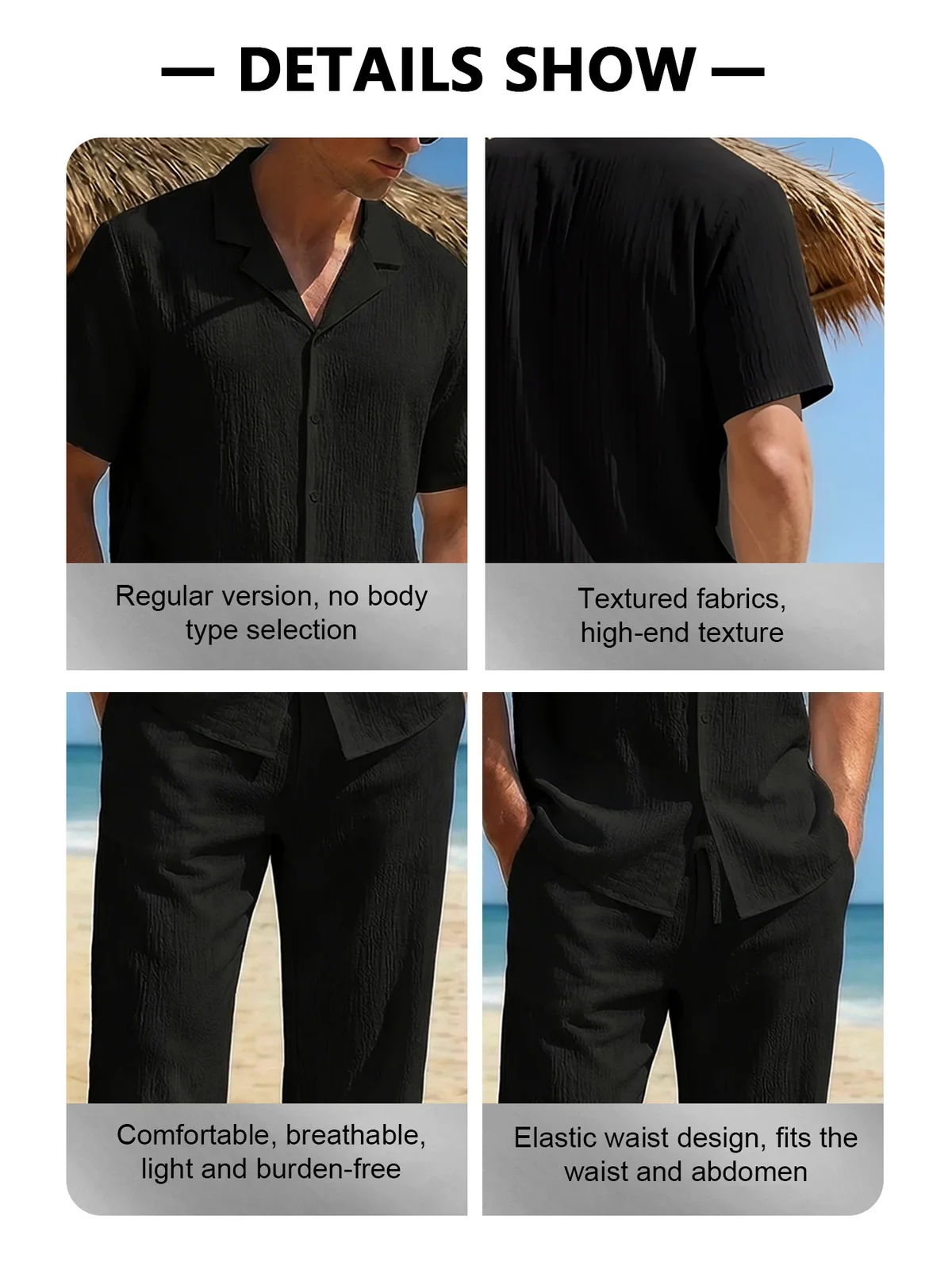 Men's Outfit Set Cuban Collar Short Sleeve Button Shirt Wide Leg Pants Street Style Summer Resort Casual Wear