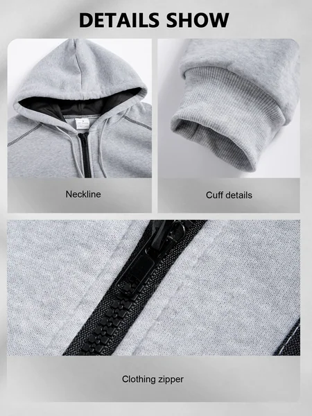 Men's Full Zip Hooded Tracksuit 2 Piece Fleece Jacket Jogger Pants Zipper Pockets Contrast Stitch Casual Streetwear Autumn