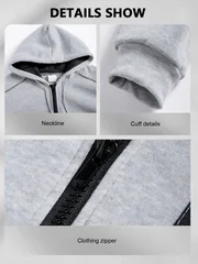 Men's Full Zip Hooded Tracksuit 2 Piece Fleece Jacket Jogger Pants Zipper Pockets Contrast Stitch Casual Streetwear Autumn