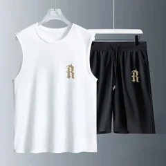 Men's Tank Top Sets 2026 Summer Quick drying beach seaside clothing set sports Sportswear Breathable oversize running