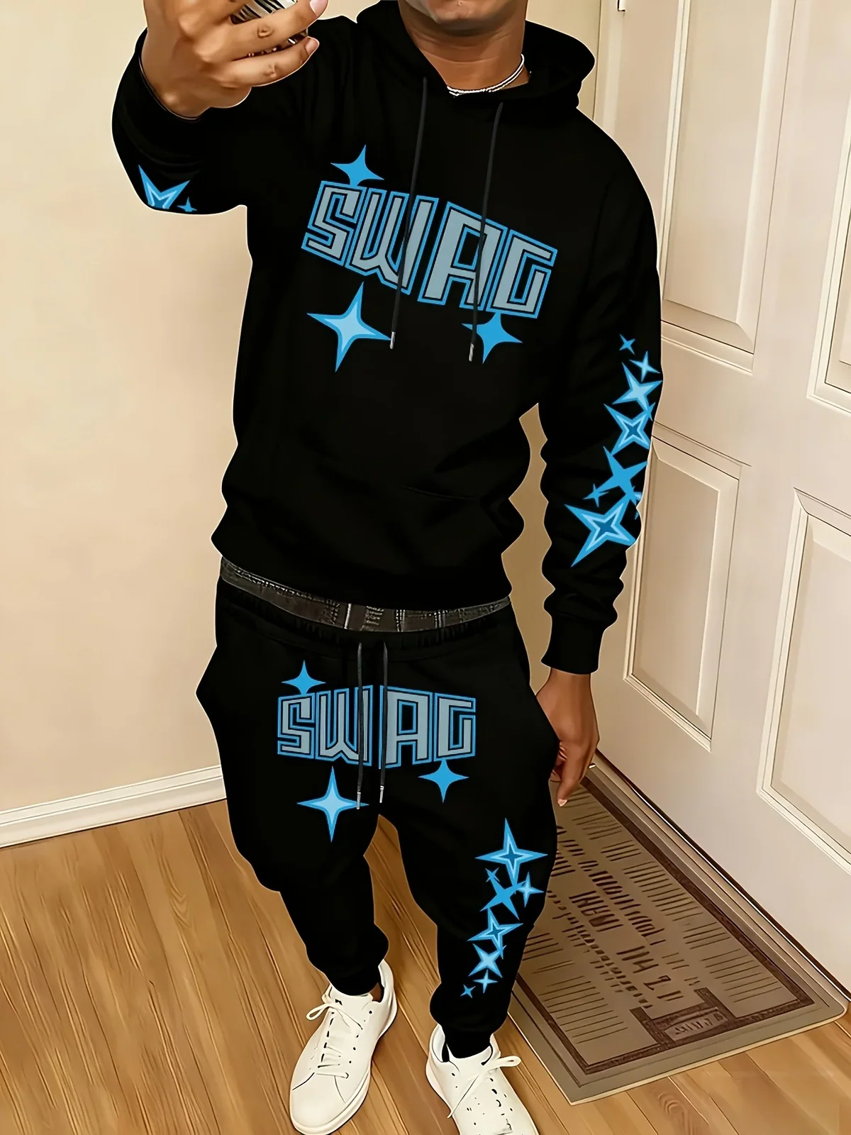 2026 Autumn/Winter Men's Hooded Sweatshirt Set - Comfortable and Soft with Letter Print - Casual Retro Streetwear for Men