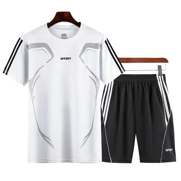 2026 Men Quick‑Dry Sport 2‑Piece Set, Short Sleeve T‑Shirt+Shorts, Breathable Athletic Tracksuit For Running Fitness Training