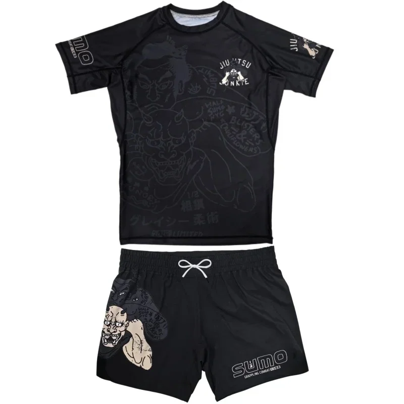 2026 New Speed Brazilian Jujutsu MMA Fighting Training Set Dark Sports Fitness Men's