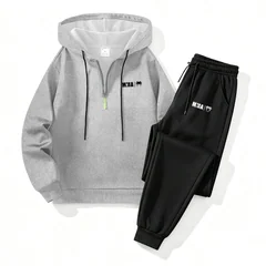 Men's MMA Snakehead Print Casual Set Half Zip Hoodies And Drawstring Sweatpants 2 Piece Set Autumn Fitness Commute Sportswear