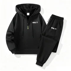 Men's MMA Snakehead Print Casual Set Half Zip Hoodies And Drawstring Sweatpants 2 Piece Set Autumn Fitness Commute Sportswear