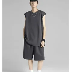 Street Hip Hop Men Ice Silk Quick Dry Sleeveless Vest Shorts Two Piece Set Casual Sports Basketball Daily Outdoor Wear