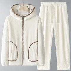 2026 Winter New Men's Hoodie Set with Thick Fleece for Wind and Cold Protection, Warm and Fashionable Casual Two Piece Set
