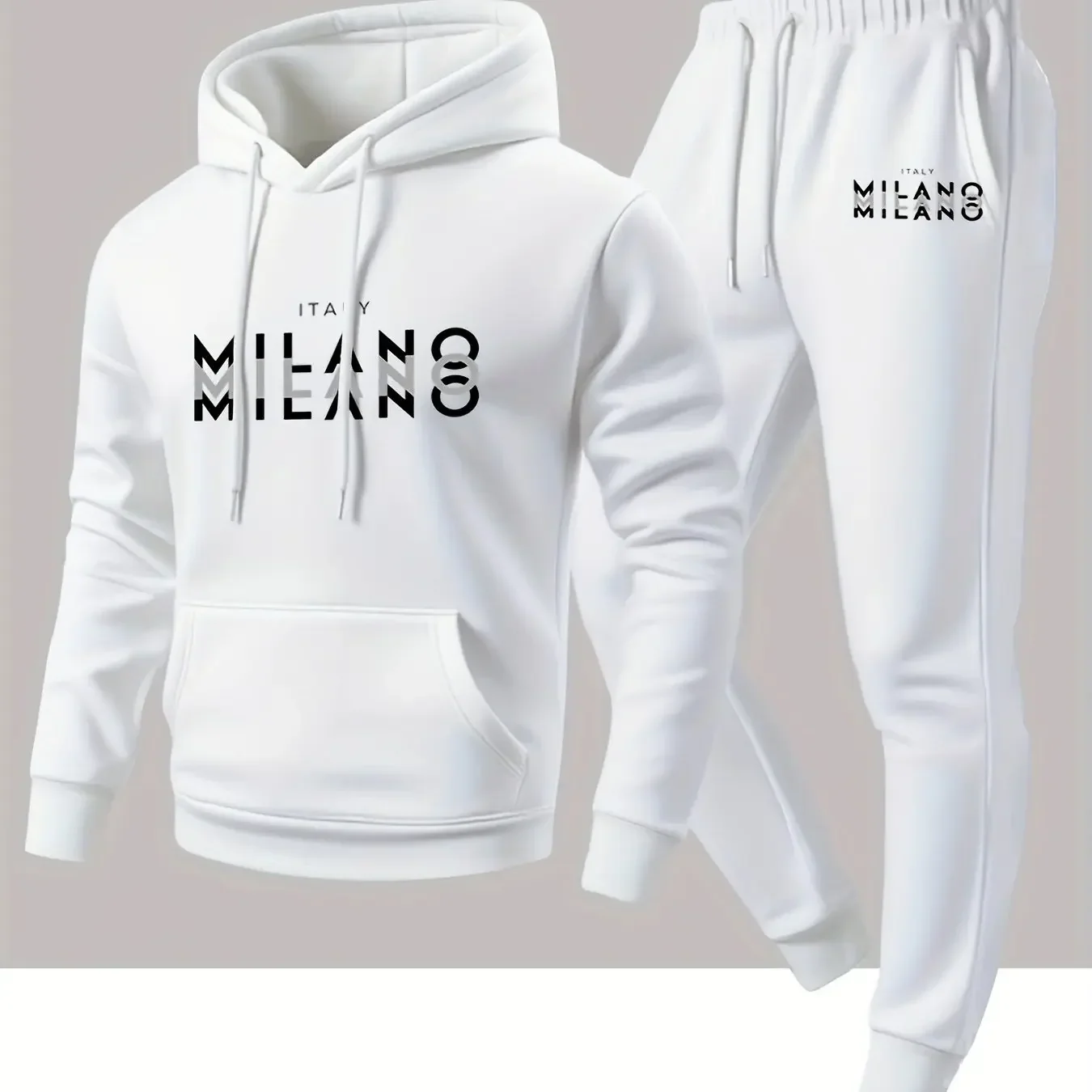 New autumn hoodie hooded set for men and women MILANO letter print with drawstring and pocket for daily warmth and comfort
