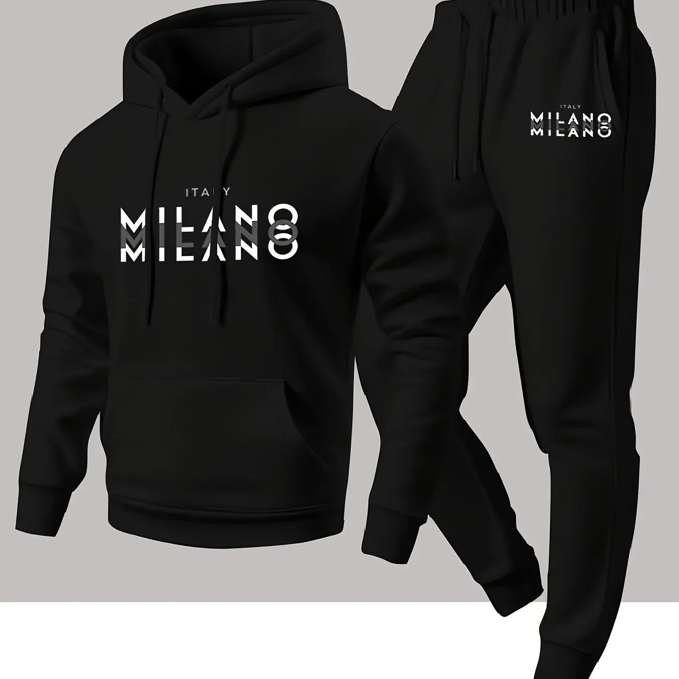 New autumn hoodie hooded set for men and women MILANO letter print with drawstring and pocket for daily warmth and comfort