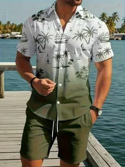 Fashion Summer 2 PCS Tracksuit Casual Loose Short Sleeve Shirts Elastic Waisted Shorts Sets Beach Sports Holiday Matching Suits