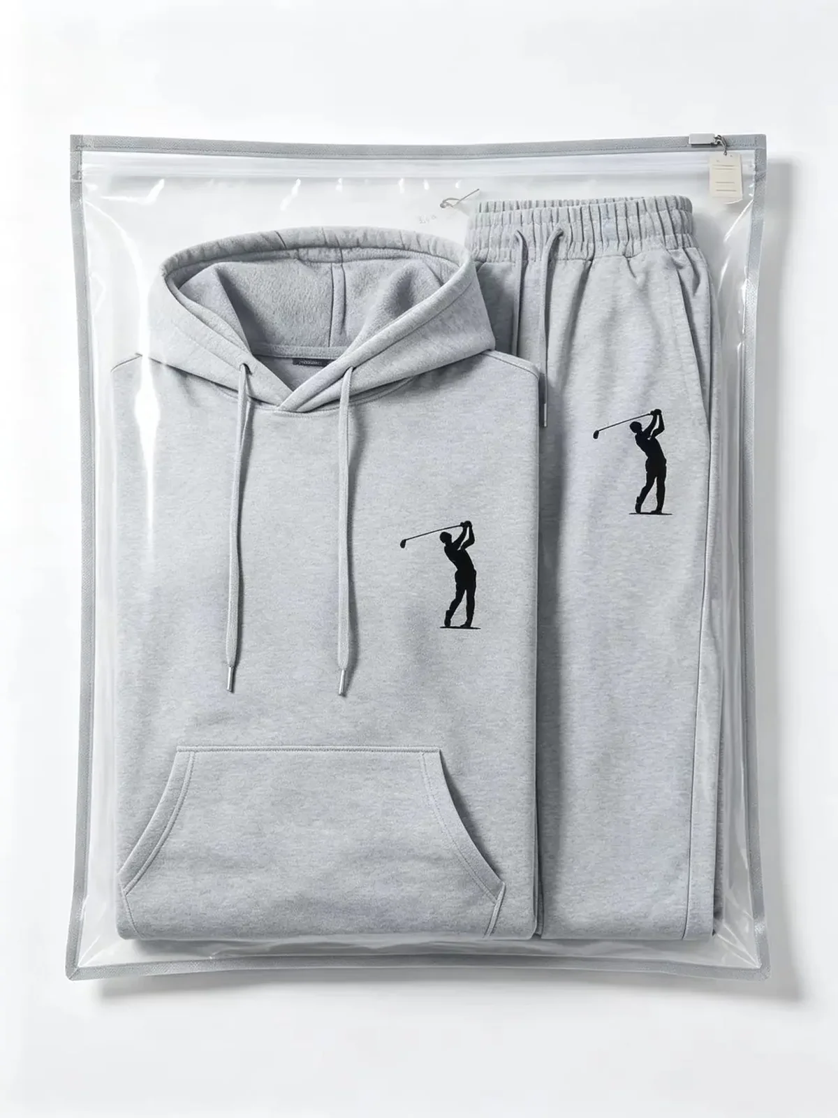100% polyester fiber hooded sweatshirt, printed loose long-sleeved hooded sweatshirt + jogging pants two-piece casual streetwear