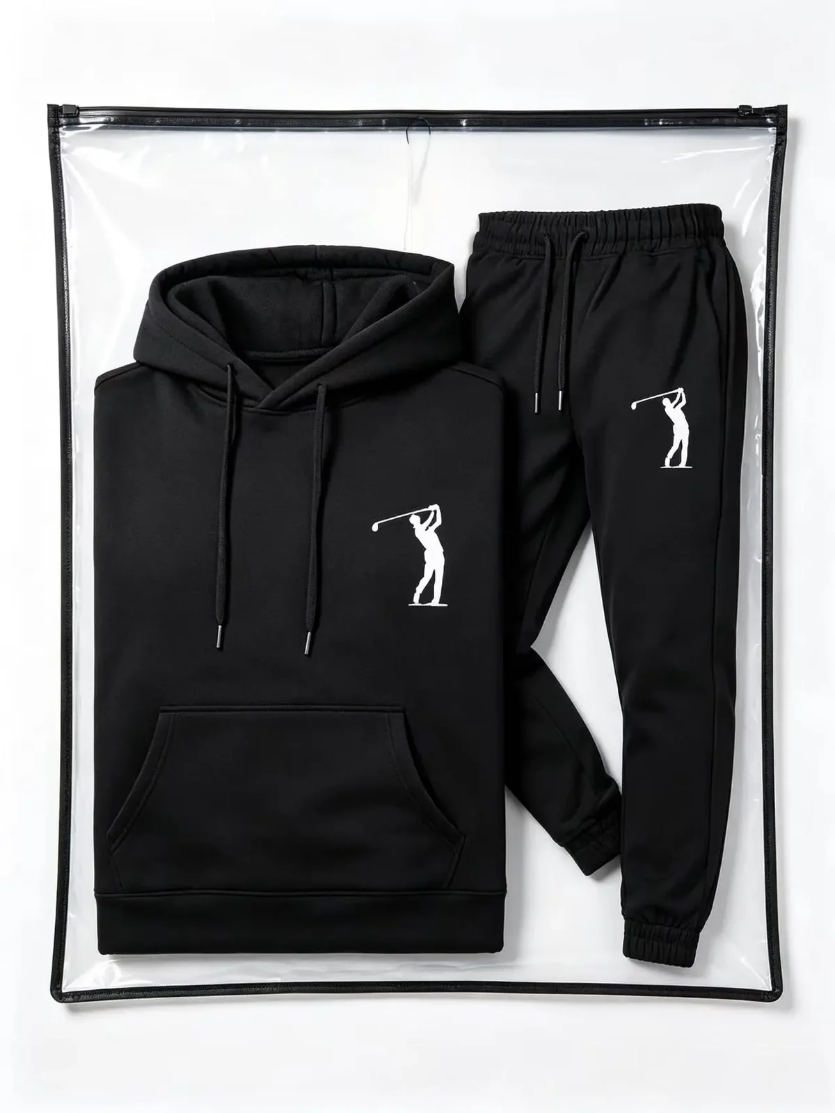 100% polyester fiber hooded sweatshirt, printed loose long-sleeved hooded sweatshirt + jogging pants two-piece casual streetwear