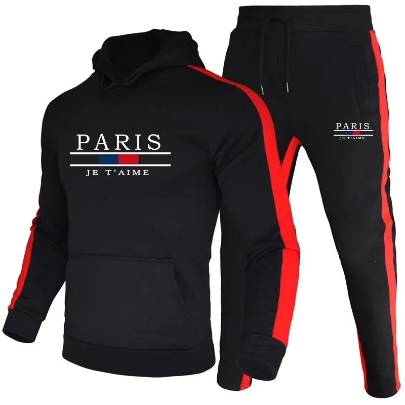 Men's Tracksuit Printing Casual Sweatshirts 2 Pcs Set Outdoor Fitness Sports Jogging Hoodies Suit Autumn Winter Fashion Clothing