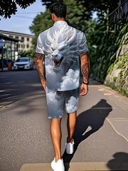 Men's Shirt Sets 2026 Spring/Summer sweat suit Graphic 2 piece set jogging suit Tracksuit men 3D Printed sets for men