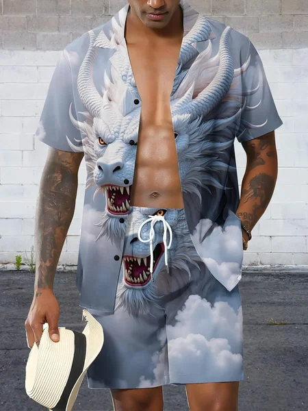 Men's Shirt Sets 2026 Spring/Summer sweat suit Graphic 2 piece set jogging suit Tracksuit men 3D Printed sets for men