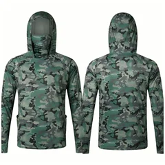 European and American Men's Summer Camouflage Print Comfortable Breathable Long Sleeved T-Shirt Fishing Suit Outdoor Casual Top