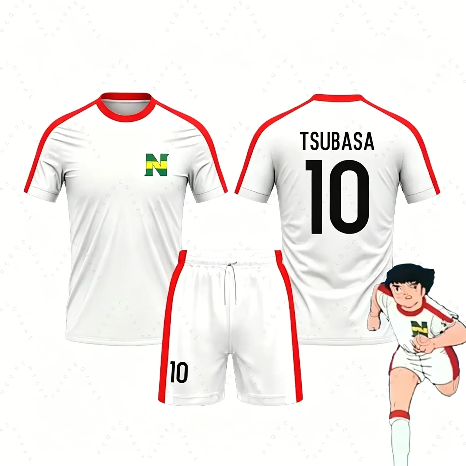 2 Piece Outfit Mens Tracksuit Captain Tsubasa Football No.10 TShirt Shorts WomenMen Sportwear Harajuku Summer Tshirt 2 Piece Set