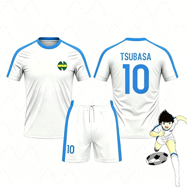 2 Piece Outfit Mens Tracksuit Captain Tsubasa Football No.10 TShirt Shorts WomenMen Sportwear Harajuku Summer Tshirt 2 Piece Set