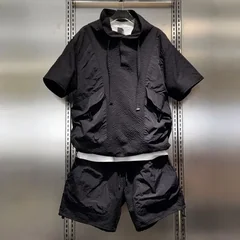 2026 Men's 2 Piece Tracksuit Summer Hooded Short Sleeve T-Shirt & Cargo Shorts Quick Dry Breathable Textured Sportswear
