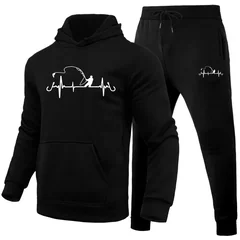 Men's Tracksuit Print Casual Hooded Sweatshirt Outdoors Fitness Sports Jogging Clothing Autumn Winter Street Single Hoodie Pants