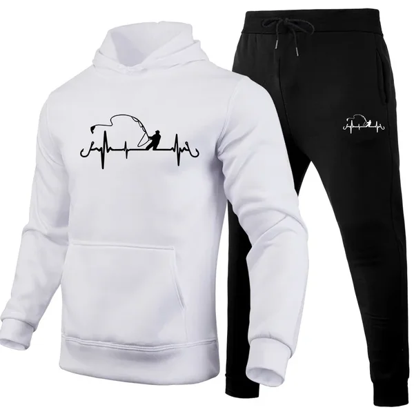 Men's Tracksuit Print Casual Hooded Sweatshirt Outdoors Fitness Sports Jogging Clothing Autumn Winter Street Single Hoodie Pants