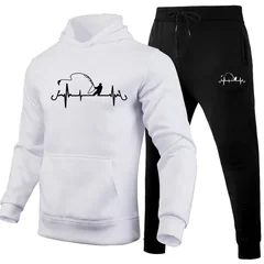Men's Tracksuit Print Casual Hooded Sweatshirt Outdoors Fitness Sports Jogging Clothing Autumn Winter Street Single Hoodie Pants