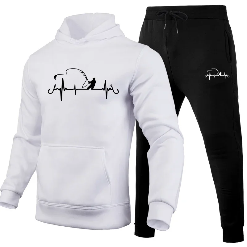 Men's Tracksuit Print Casual Hooded Sweatshirt Outdoors Fitness Sports Jogging Clothing Autumn Winter Street Single Hoodie Pants