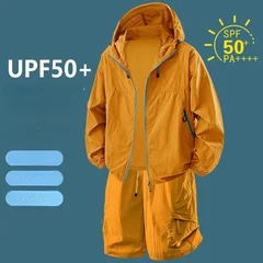 Fitness Jacket Quick Drying Breathable Sets UPF50+ Sun Protection Tracksuit Casual Sport Ice Silk Set Outdoor Jogging Training