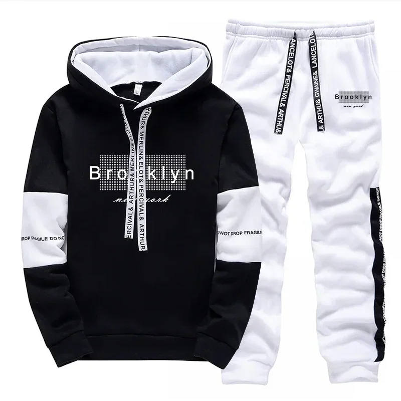 Men Tracksuit Autumn Winter Daily Quality Hot Sale Men's Casual Hooded Tracksuit Comfortable Print Single Sweatshirt Sweatpants