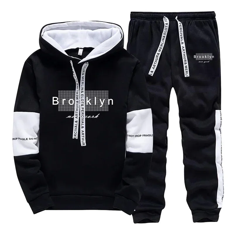 Men Tracksuit Autumn Winter Daily Quality Hot Sale Men's Casual Hooded Tracksuit Comfortable Print Single Sweatshirt Sweatpants