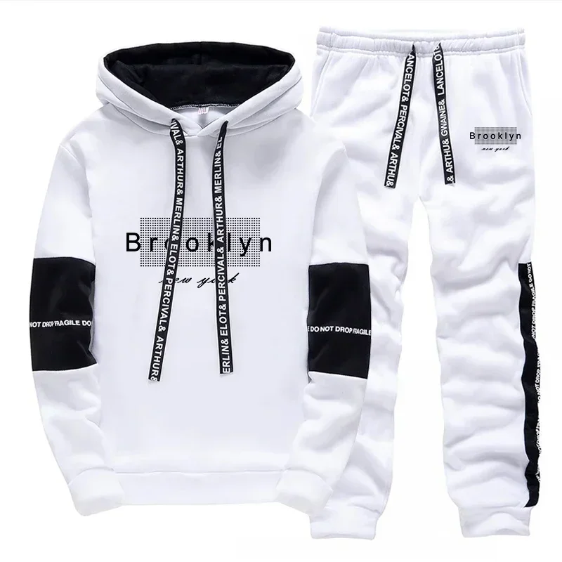 Men Tracksuit Autumn Winter Daily Quality Hot Sale Men's Casual Hooded Tracksuit Comfortable Print Single Sweatshirt Sweatpants