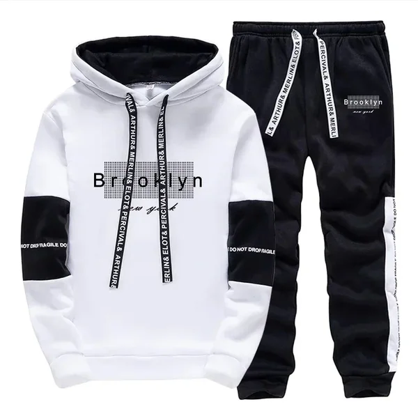 Men Tracksuit Autumn Winter Daily Quality Hot Sale Men's Casual Hooded Tracksuit Comfortable Print Single Sweatshirt Sweatpants
