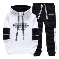 Men Tracksuit Autumn Winter Daily Quality Hot Sale Men's Casual Hooded Tracksuit Comfortable Print Single Sweatshirt Sweatpants