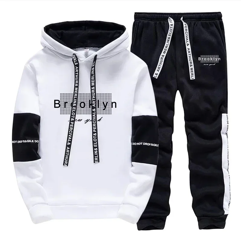 Men Tracksuit Autumn Winter Daily Quality Hot Sale Men's Casual Hooded Tracksuit Comfortable Print Single Sweatshirt Sweatpants