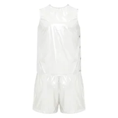 Mens Special Needs Waterproof Sweat Tracksuit Tank Tops And Sides Buttons Boxer Shorts Two Pieces Outfit Adaptive Clothing