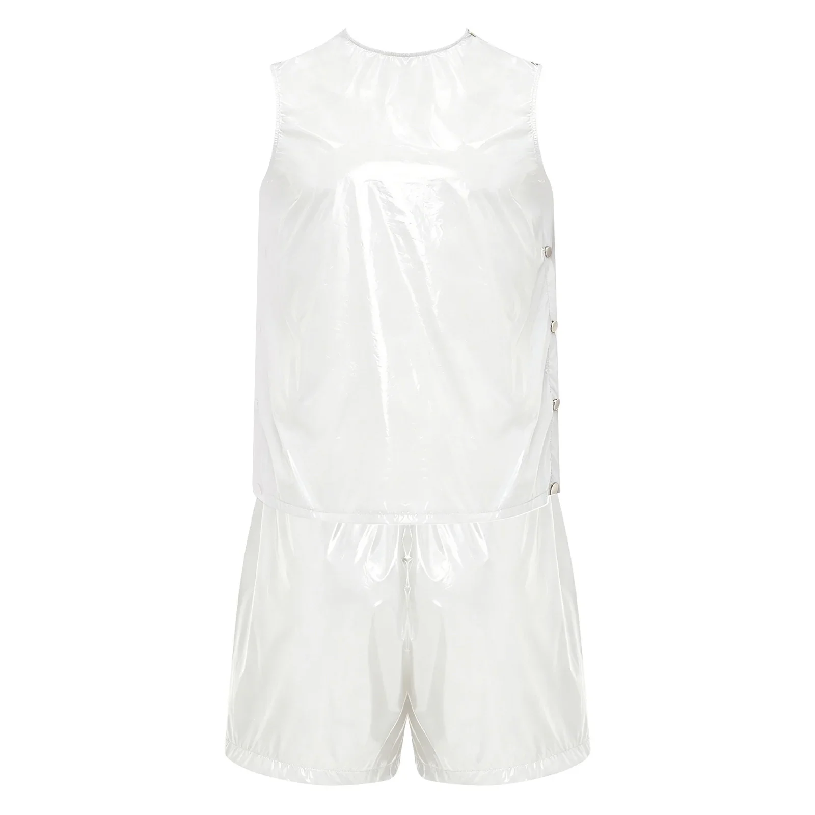 Mens Special Needs Waterproof Sweat Tracksuit Tank Tops And Sides Buttons Boxer Shorts Two Pieces Outfit Adaptive Clothing