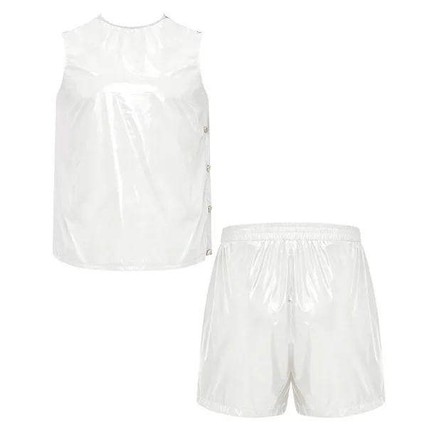 Mens Special Needs Waterproof Sweat Tracksuit Tank Tops And Sides Buttons Boxer Shorts Two Pieces Outfit Adaptive Clothing