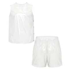 Mens Special Needs Waterproof Sweat Tracksuit Tank Tops And Sides Buttons Boxer Shorts Two Pieces Outfit Adaptive Clothing