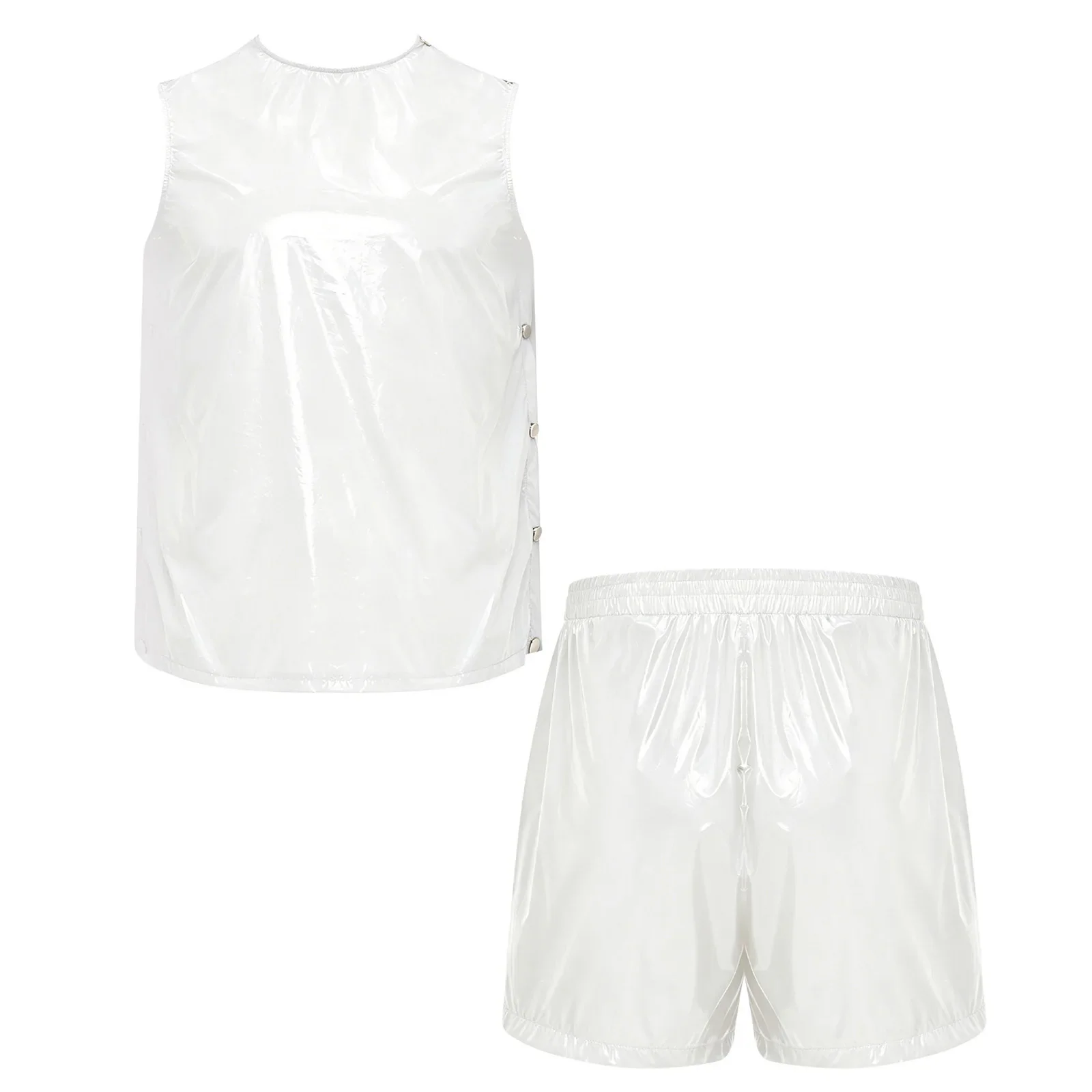 Mens Special Needs Waterproof Sweat Tracksuit Tank Tops And Sides Buttons Boxer Shorts Two Pieces Outfit Adaptive Clothing