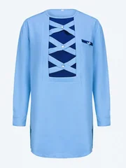 African & Middle Eastern Men's Traditional Outfit Sky Blue Set Long Sleeve Dashiki Top with Pants Ethnic Wear for Wedding Party