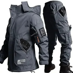2026 Men'S Motorcycle Jacket with Autumn and Winter Velvet Training Set Anti-Wear Waterproof Cold Resistant Jacket Holiday Gifts